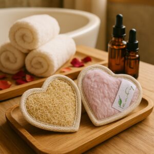 Heart shaped exfoliating pad